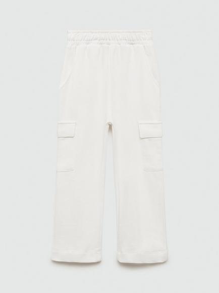 Mango Kids' London Cotton Cargo Trousers, Natural White