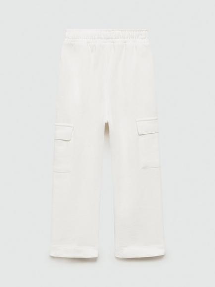 Mango Kids' London Cotton Cargo Trousers - view 2, Natural White
