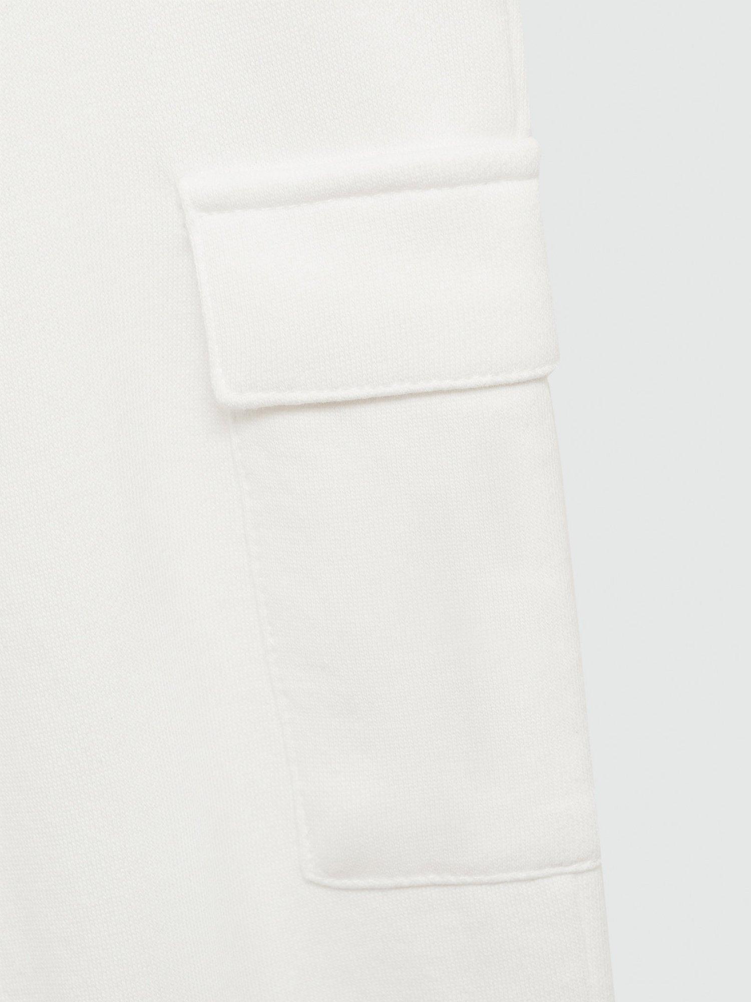 Product image 4 of 4, which shows Mango Kids' London Cotton Cargo Trousers, Natural White, 5 years