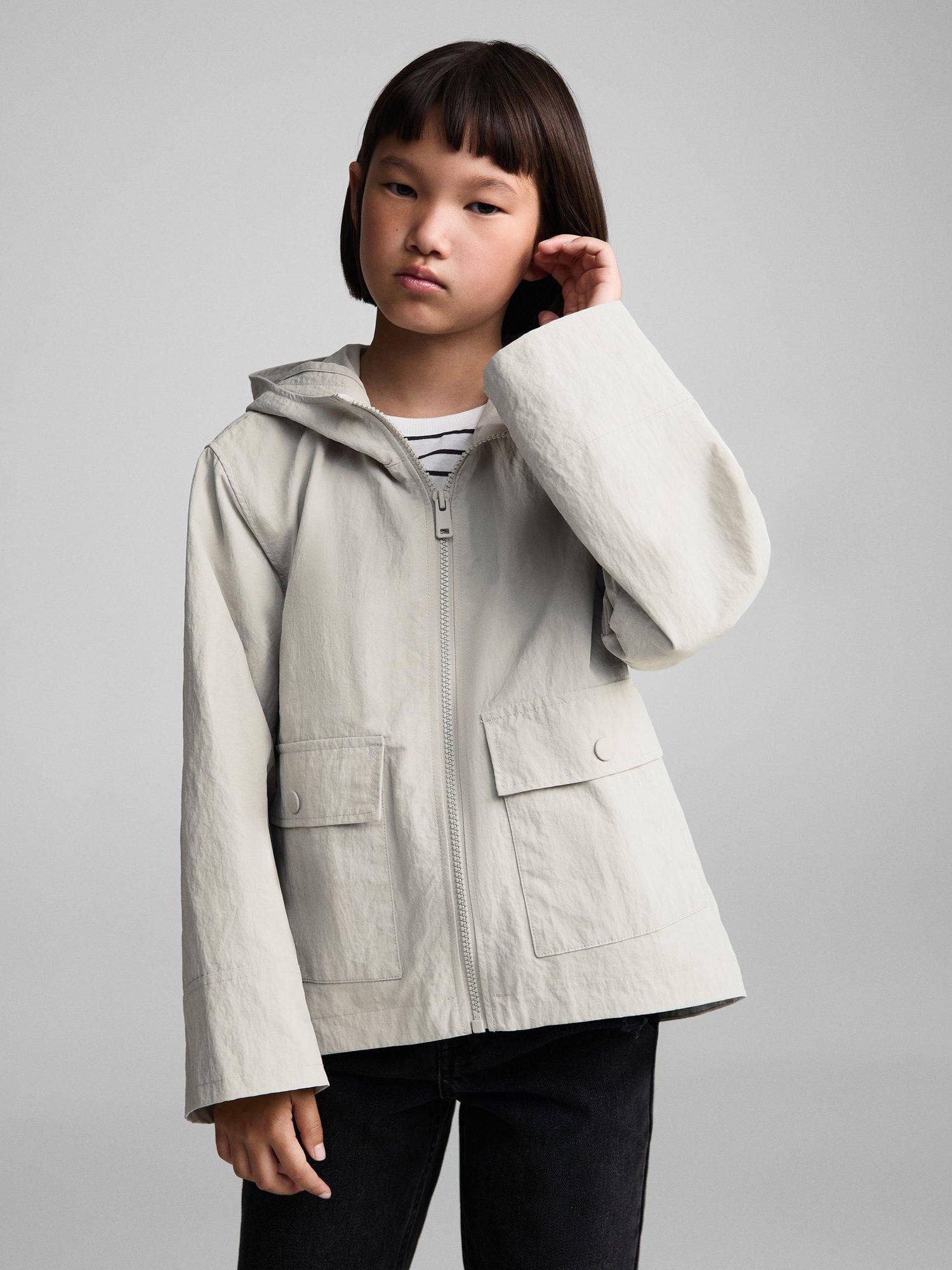 Mango Kids' Catalina Hooded Raincoat, Grey