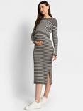 Seraphine Stripe Knit Maternity & Nursing Dress, Grey/White