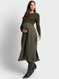 Seraphine Fine Knit Maternity & Nursing Dress, Khaki