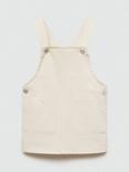 Mango Kids' Ary Denim Pinafore Dress, Light Beige