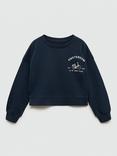 Mango Kids' Dam Cropped Sweatshirt, Navy