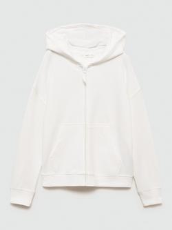 Mango Kids' Dina Zipped Hoodie, Natural White, Natural White
