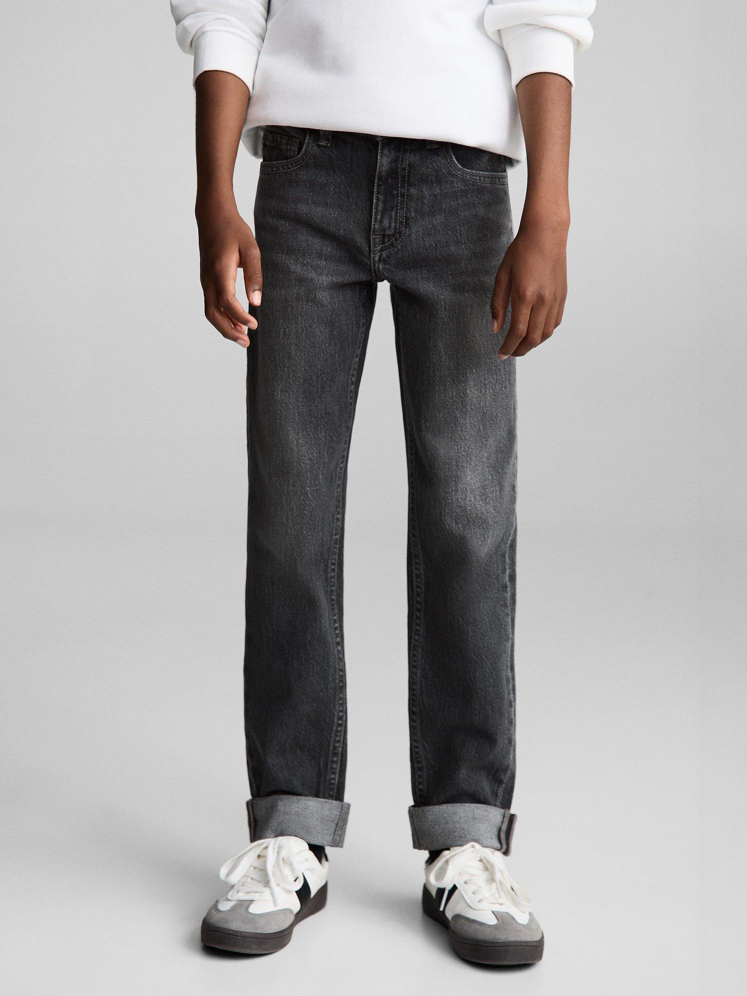 Mango Kids' Straight Leg Jeans, Open Grey