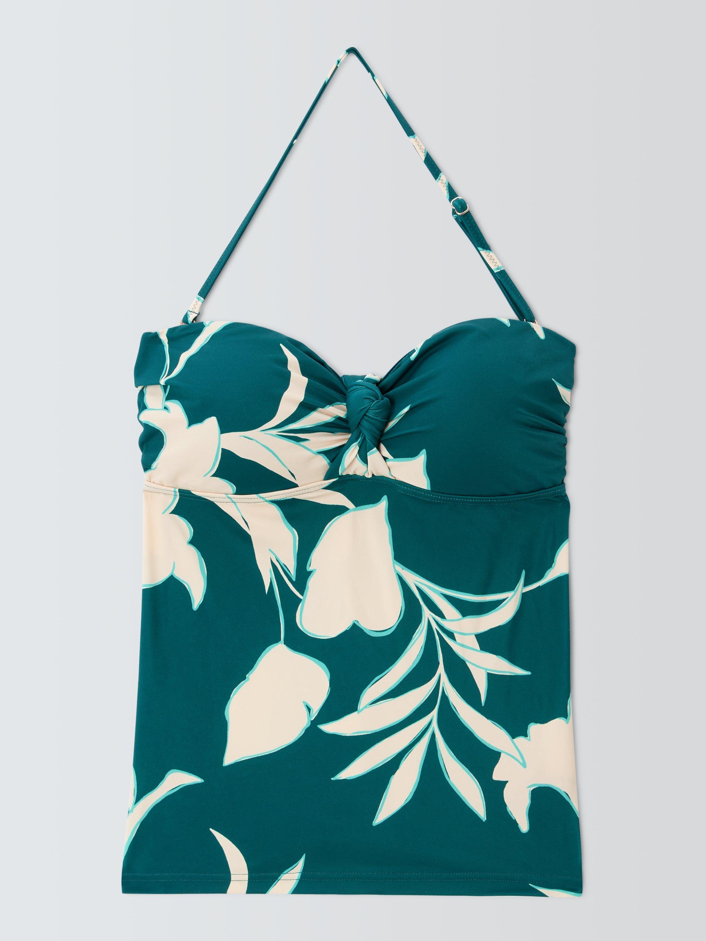 Product image 4 of 6, which shows John Lewis Califloral Bandeau Tankini Top, Lagoon, 8