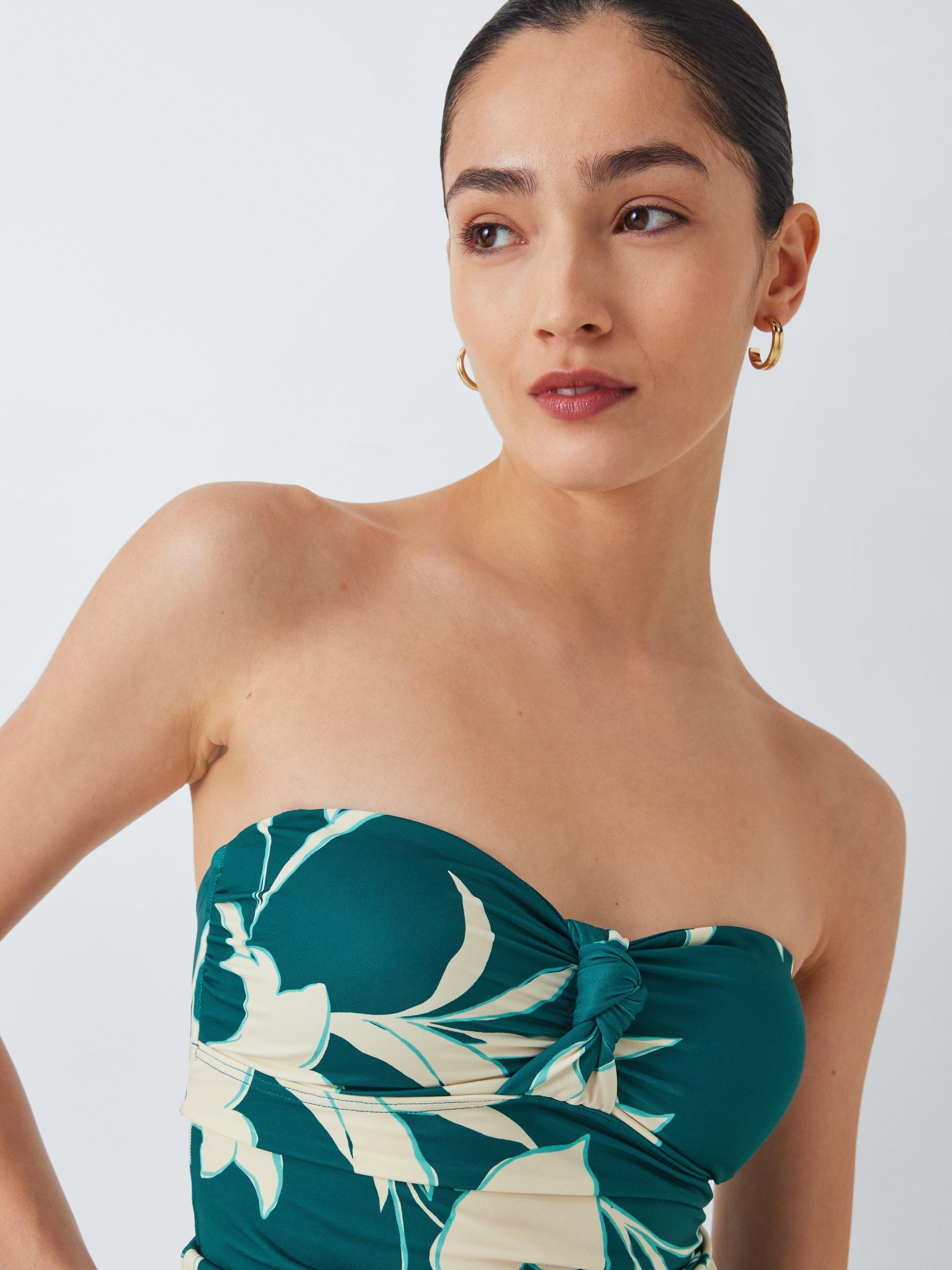 Product image 6 of 6, which shows John Lewis Califloral Bandeau Tankini Top, Lagoon, 8