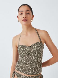 John Lewis Cos Cross Front Tankini Top, Khaki, Khaki