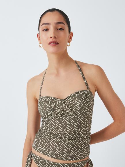 John Lewis Cos Cross Front Tankini Top, Khaki, Khaki