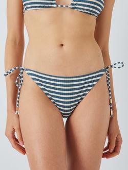 John Lewis Valencia Tie Side Bikini Bottoms, Blue/White, Blue/White
