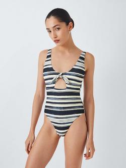 John Lewis Antibes Keyhole Swimsuit, Stripe, Stripe
