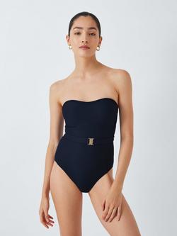 John Lewis Palma Belt Bandeau Swimsuit, Navy, Navy