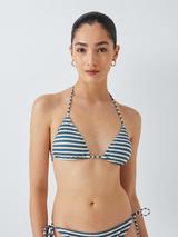John Lewis Valencia Triangle Bikini Top, Blue/White