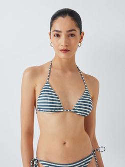 John Lewis Valencia Triangle Bikini Top, Blue/White, Blue/White