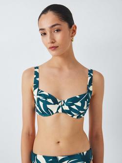 John Lewis Maldives Palm Underwired Bikini Top, Blue/White, Blue/White