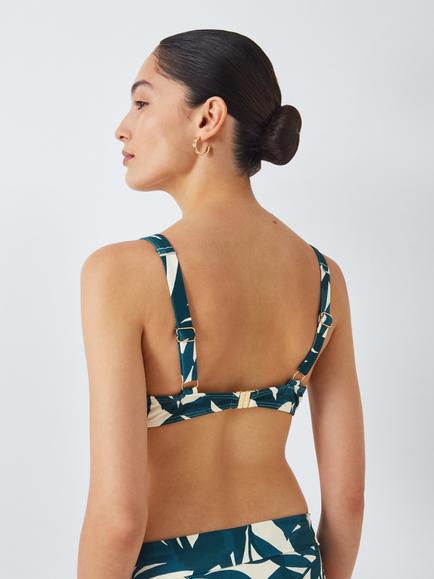 John Lewis Maldives Palm Underwired Bikini Top, Blue/White - view 2, Blue/White