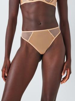 John Lewis Nicolette Mesh Brazilian Knickers, Caramel, Caramel