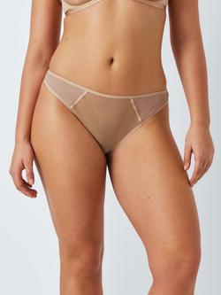 John Lewis Nicolette Mesh Brazilian Knickers, Caramel - view 2, Caramel