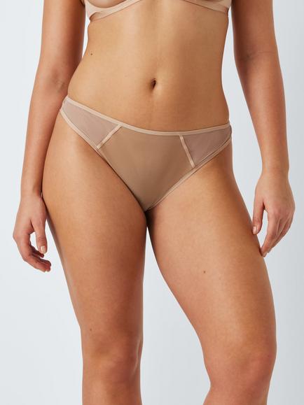 John Lewis Nicolette Mesh Brazilian Knickers, Caramel - view 2, Caramel