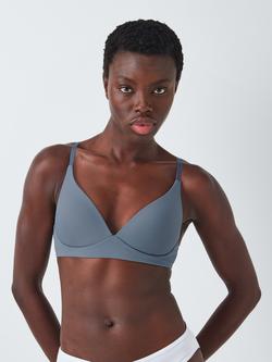 John Lewis Willow Ribbed Non-Wired T-Shirt Bra, Indigo Blue