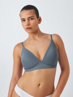 John Lewis Willow Ribbed Non-Wired T-Shirt Bra - view 2, Indigo Blue