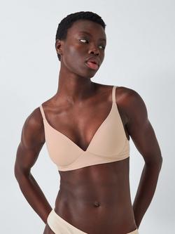 John Lewis Willow Ribbed Non-Wired T-Shirt Bra - view 2, Almond