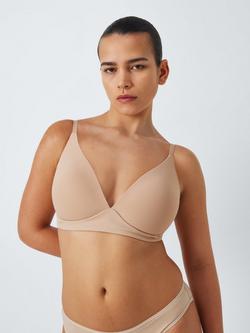 John Lewis Willow Ribbed Non-Wired T-Shirt Bra, Almond