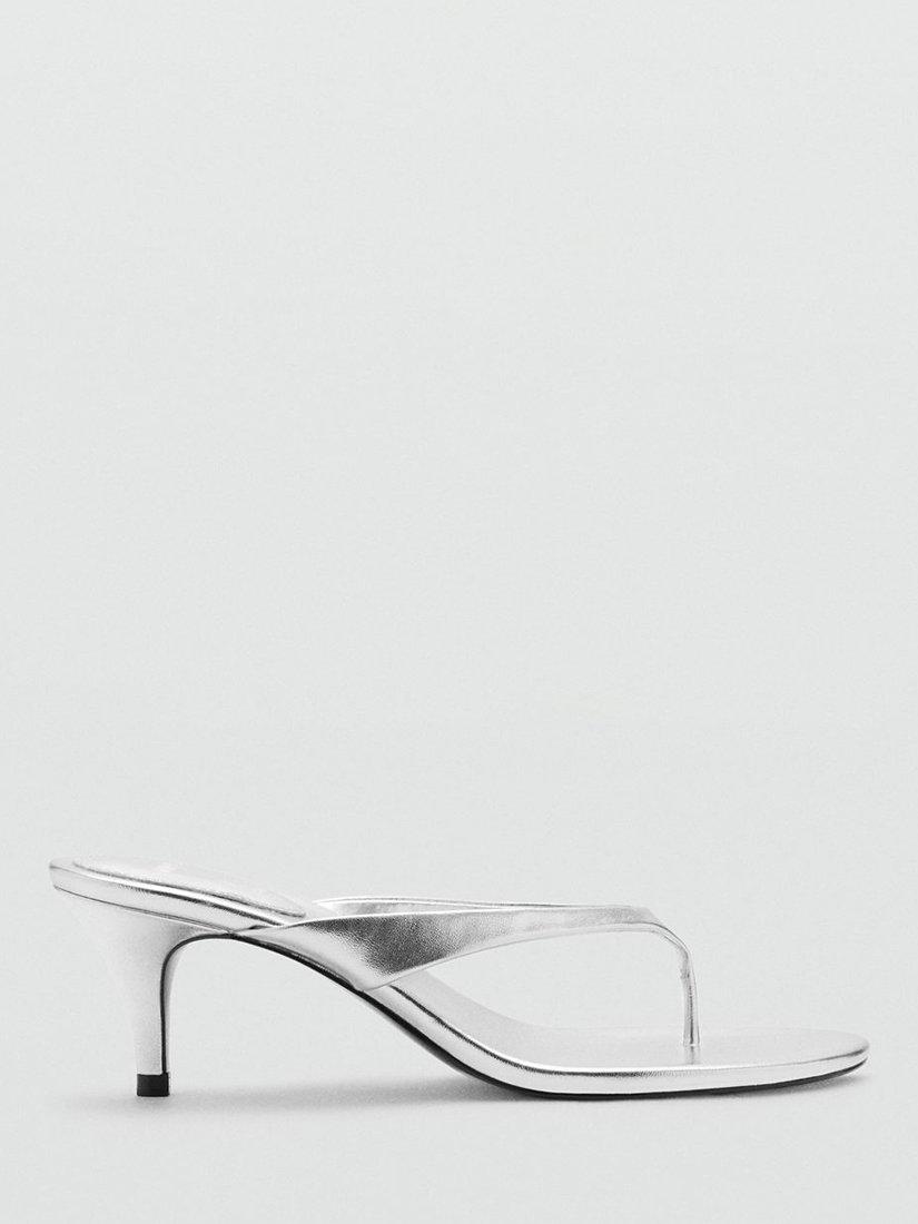 Mango Adagio Heeled Sandals, Silver