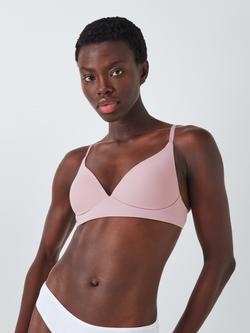 John Lewis Willow Ribbed Non-Wired T-Shirt Bra - view 2, Mauve