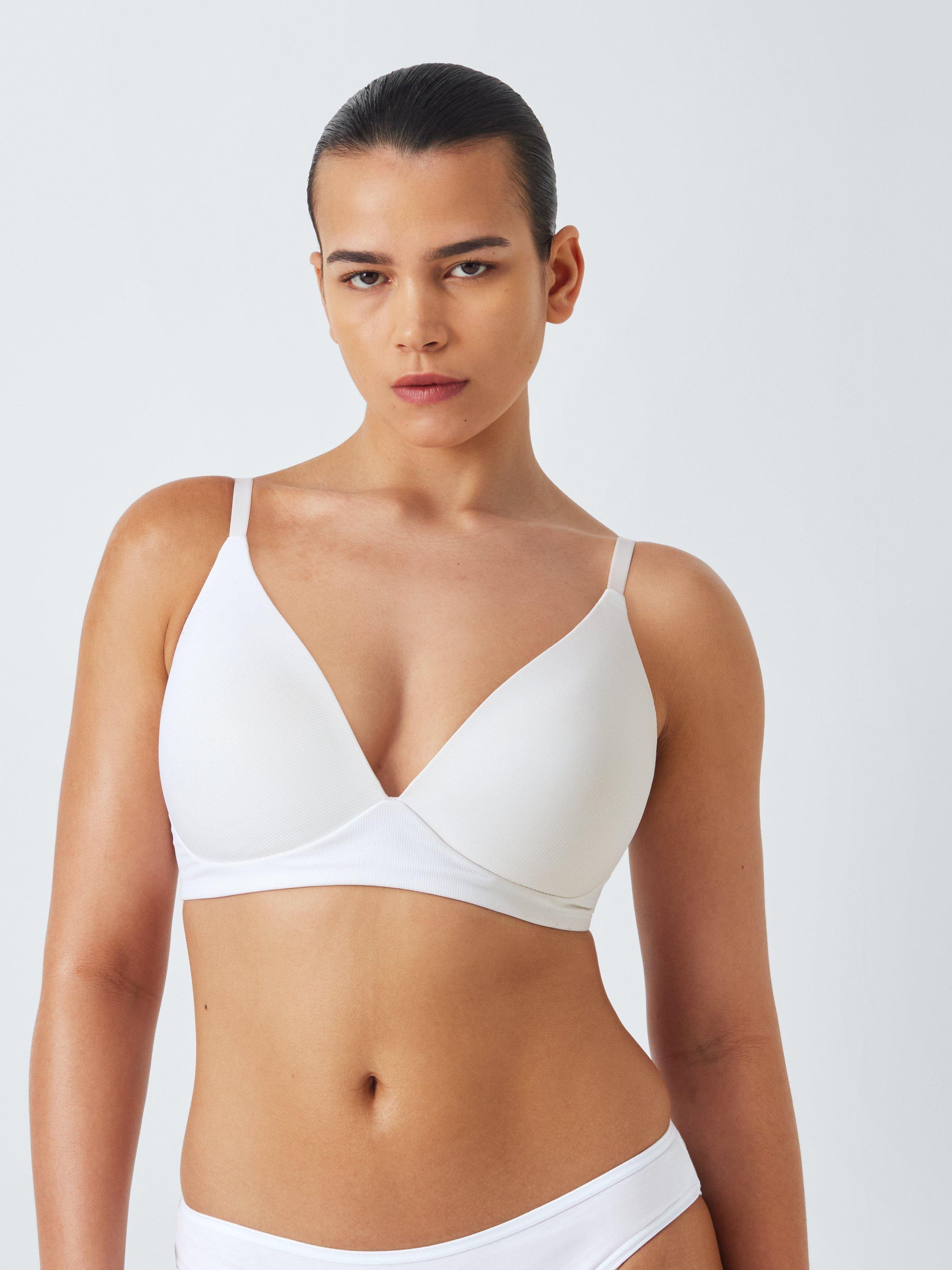 Product image 1 of 5, which shows John Lewis Willow Ribbed Non-Wired T-Shirt Bra, White, 30A