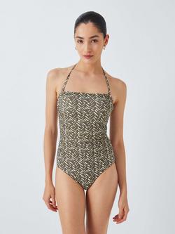 John Lewis Cos Ruched Bandeau Swimsuit, Khaki - view 2, Khaki