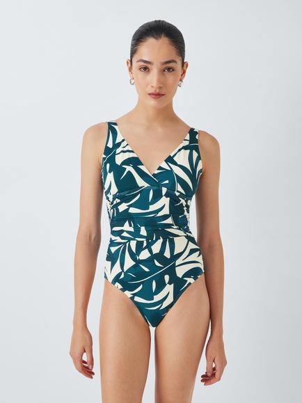 John Lewis Maldives Ruched Swimsuit, Blue, Blue