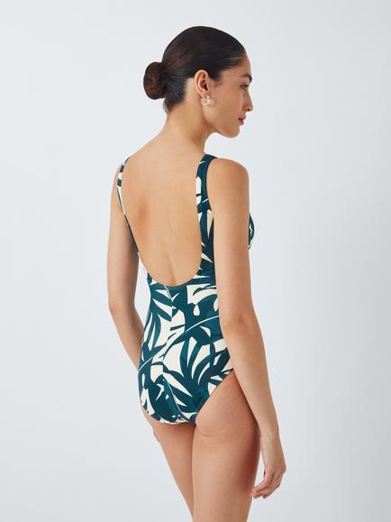 John Lewis Maldives Ruched Swimsuit, Blue - view 2, Blue