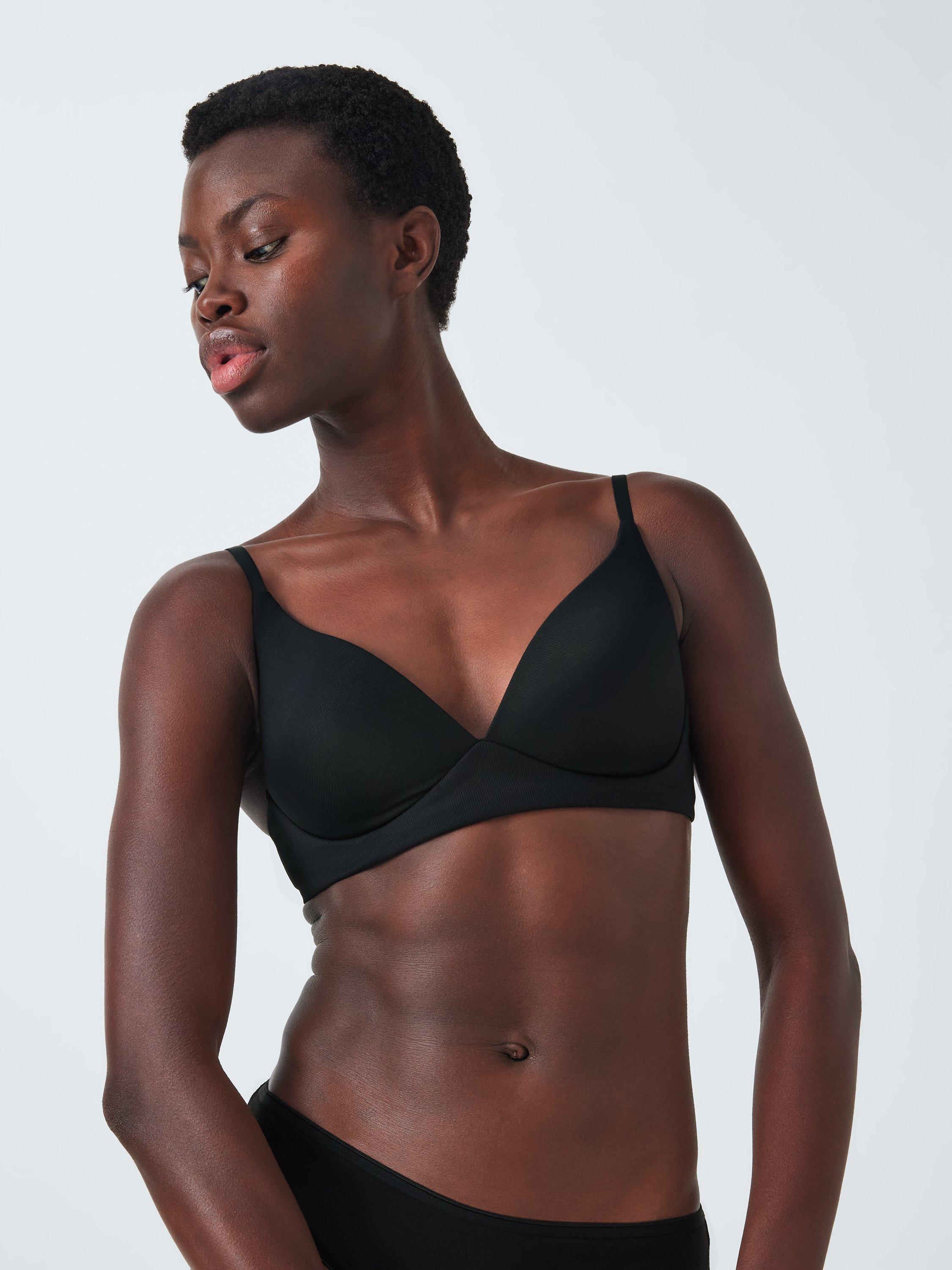 Product image 1 of 10, which shows John Lewis Willow Ribbed Non-Wired T-Shirt Bra, Black, 30A