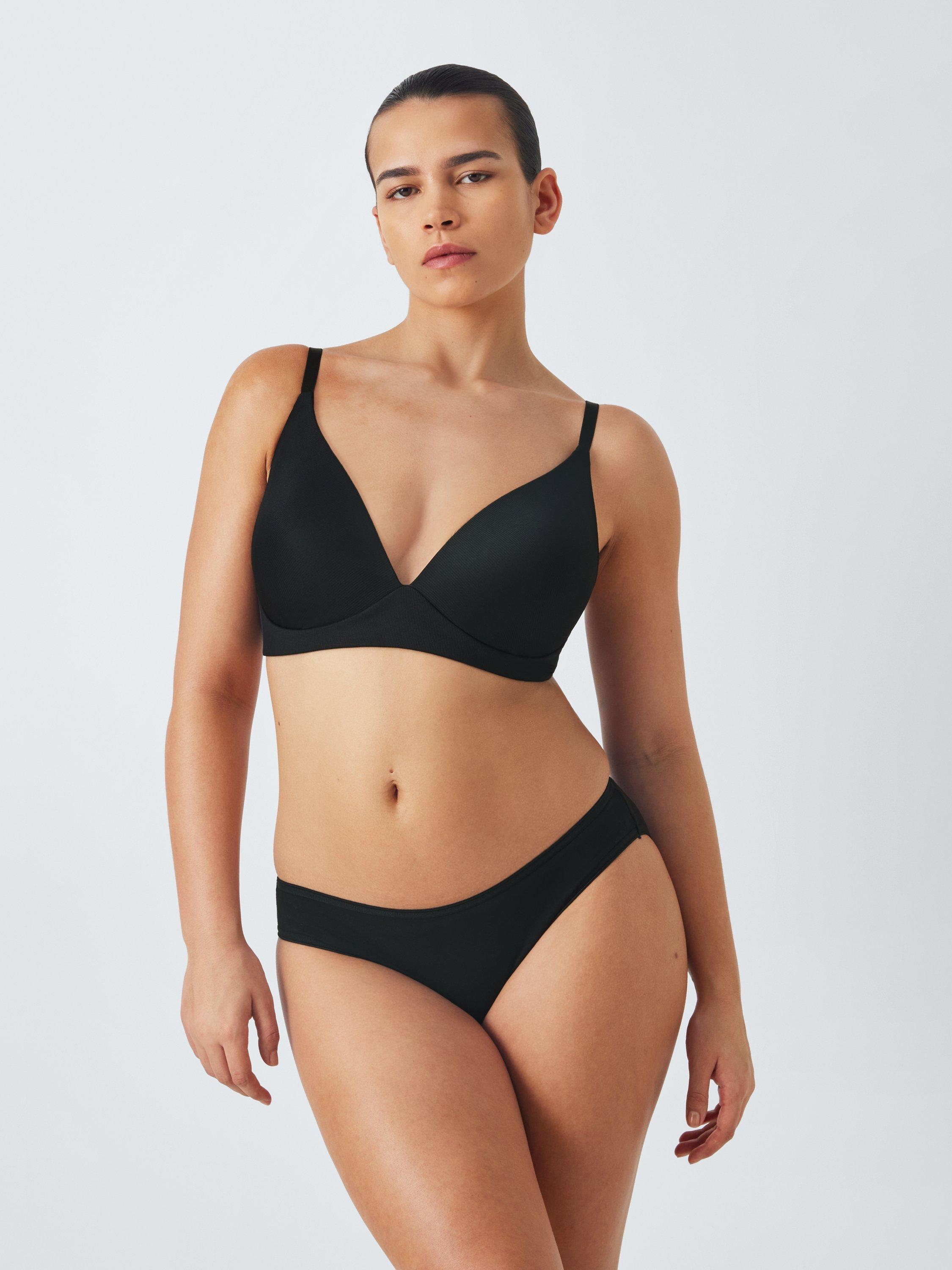 Product image 6 of 10, which shows John Lewis Willow Ribbed Non-Wired T-Shirt Bra, Black, 30A