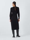 John Lewis Rib Knit Long Sleeve Midi Dress, Black