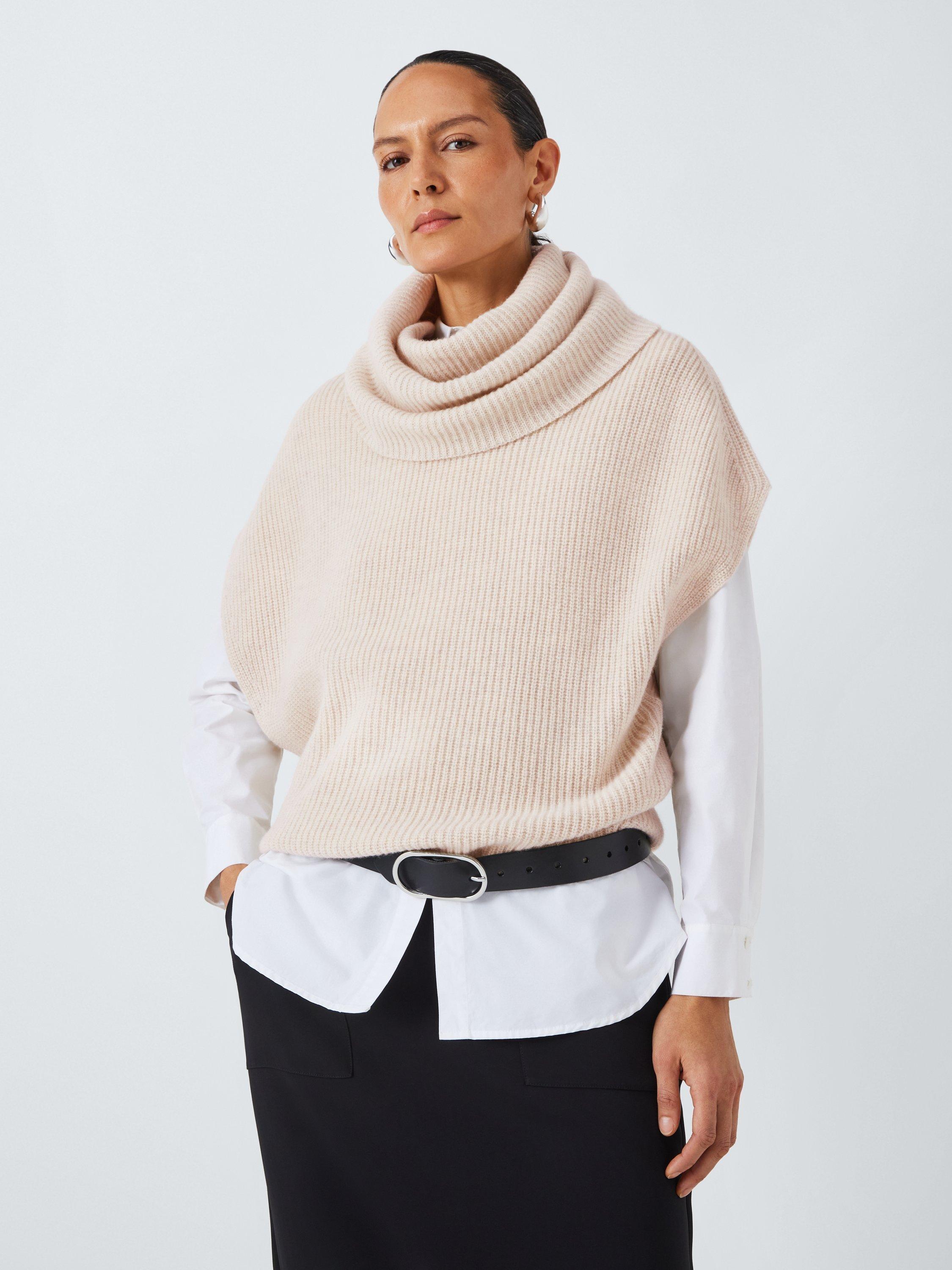 John Lewis Detachable Cowl Neck Wool Tabard, Natural