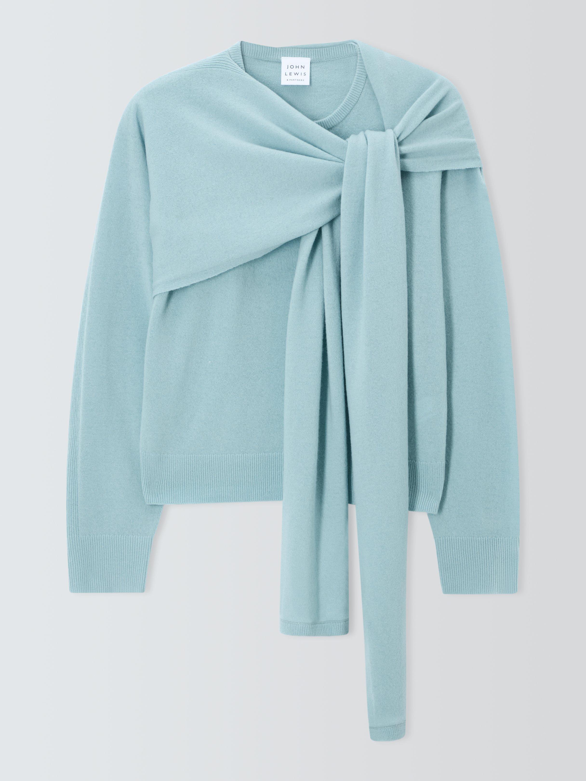 John Lewis Shepherd Scarf Neck Wool Blend Jumper, Blue