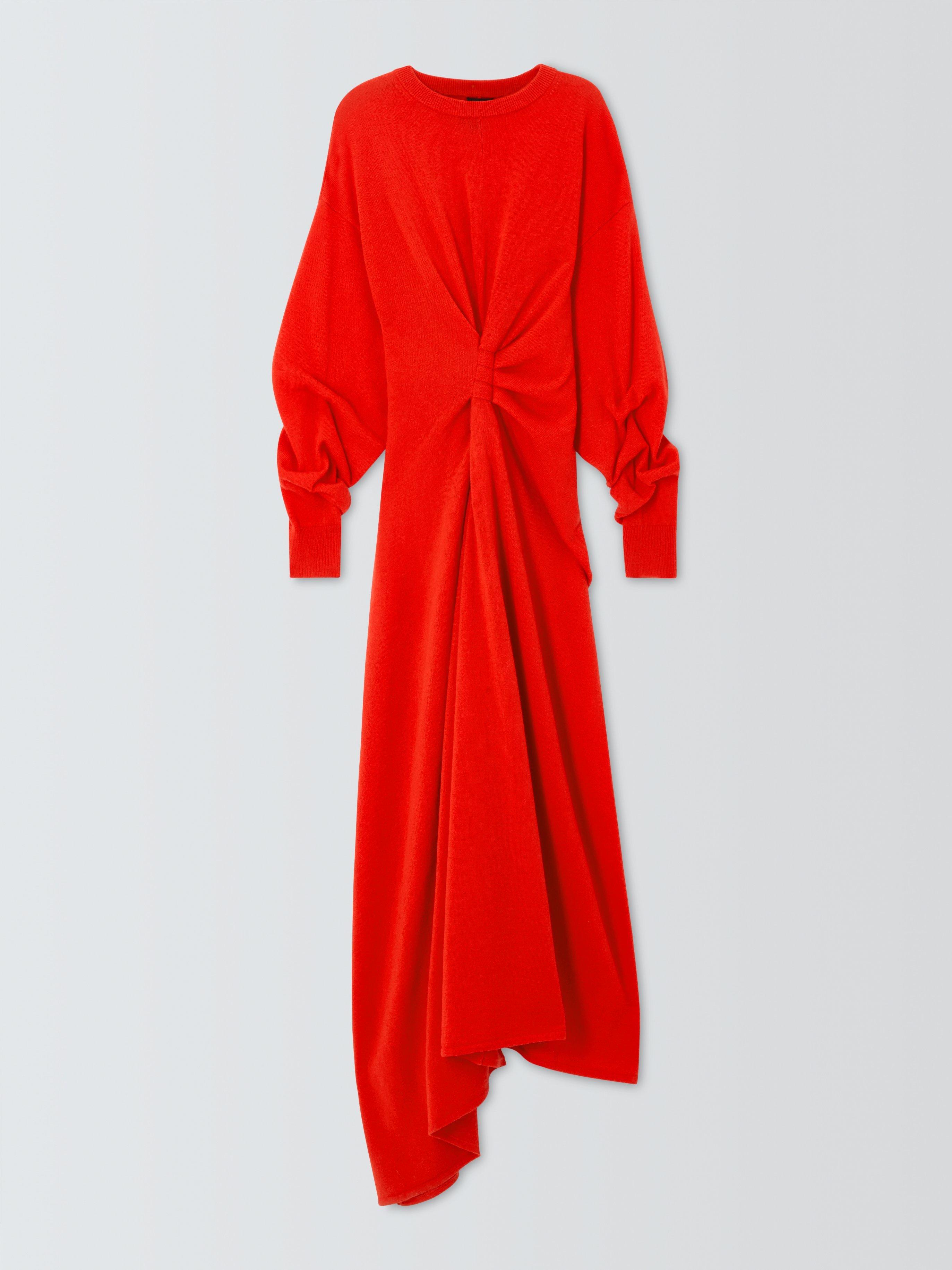 Product image 4 of 8, which shows John Lewis x A.W.A.K.E. MODE Knitted Knot Slim Fit Maxi Dress, Red, 10