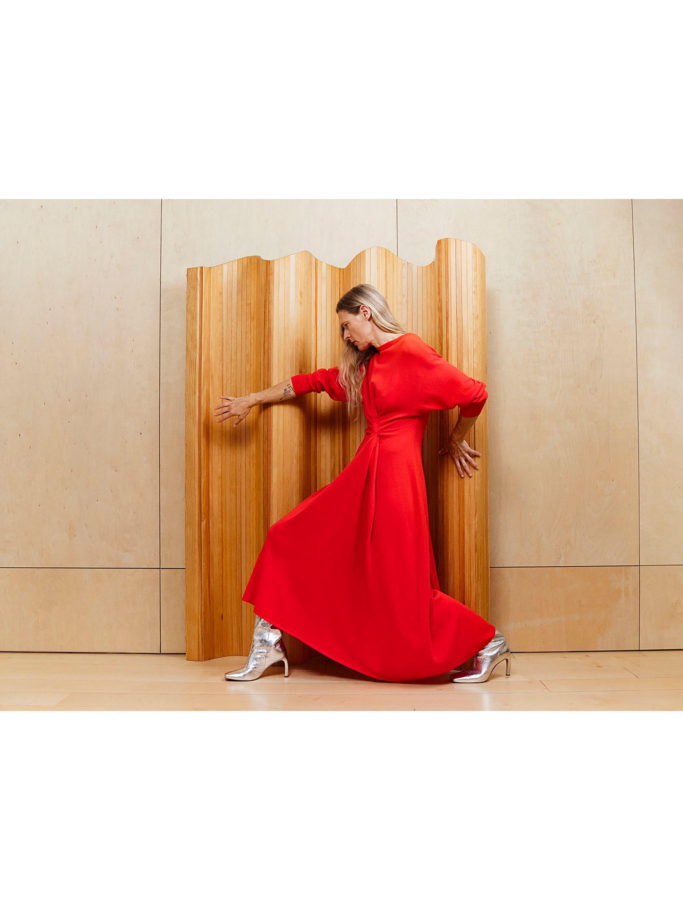Product image 8 of 8, which shows John Lewis x A.W.A.K.E. MODE Knitted Knot Slim Fit Maxi Dress, Red, 10