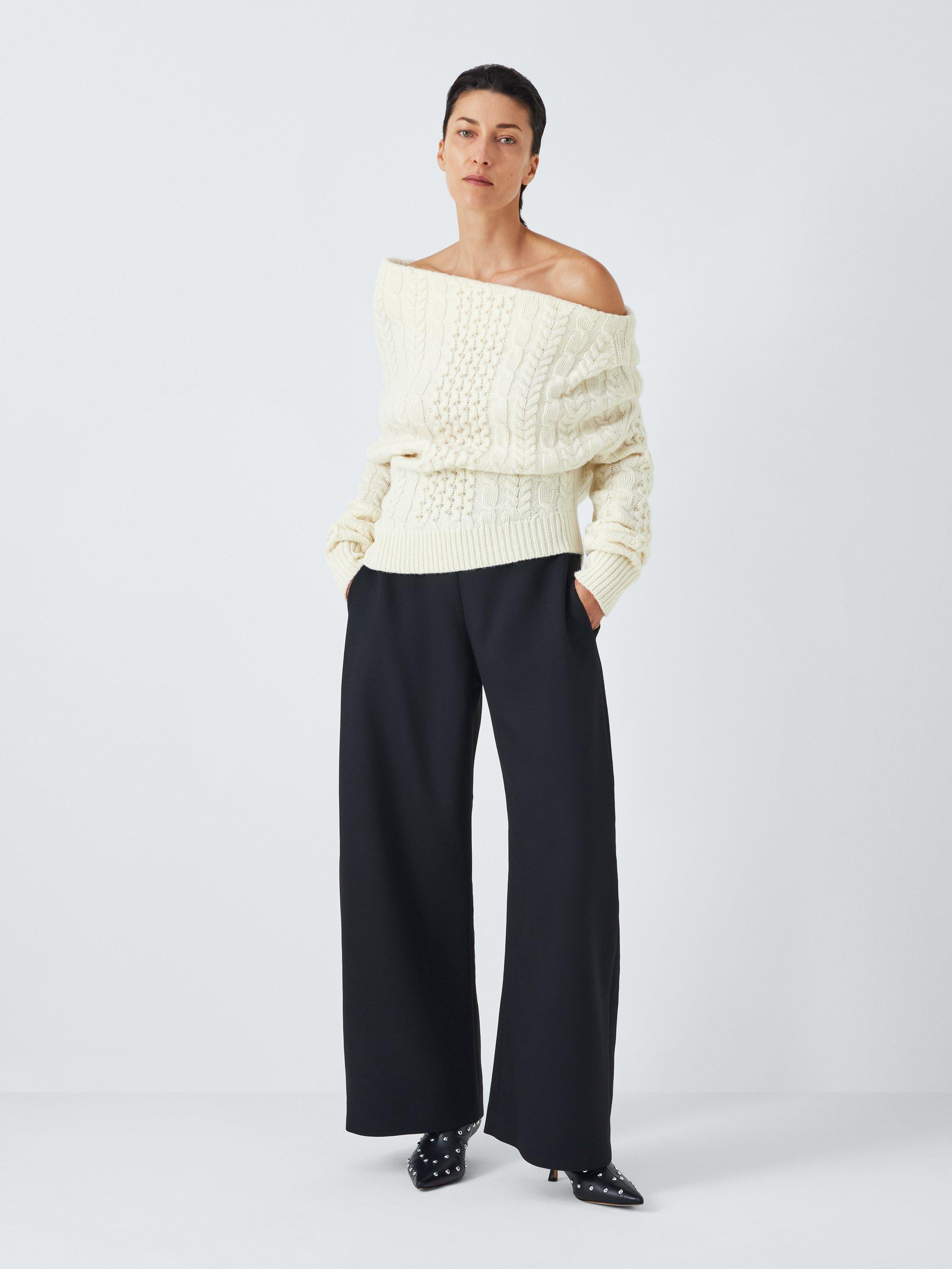 Product image 3 of 7, which shows John Lewis x A.W.A.K.E. MODE Asymmetric Cable Jumper, Ecru, 6
