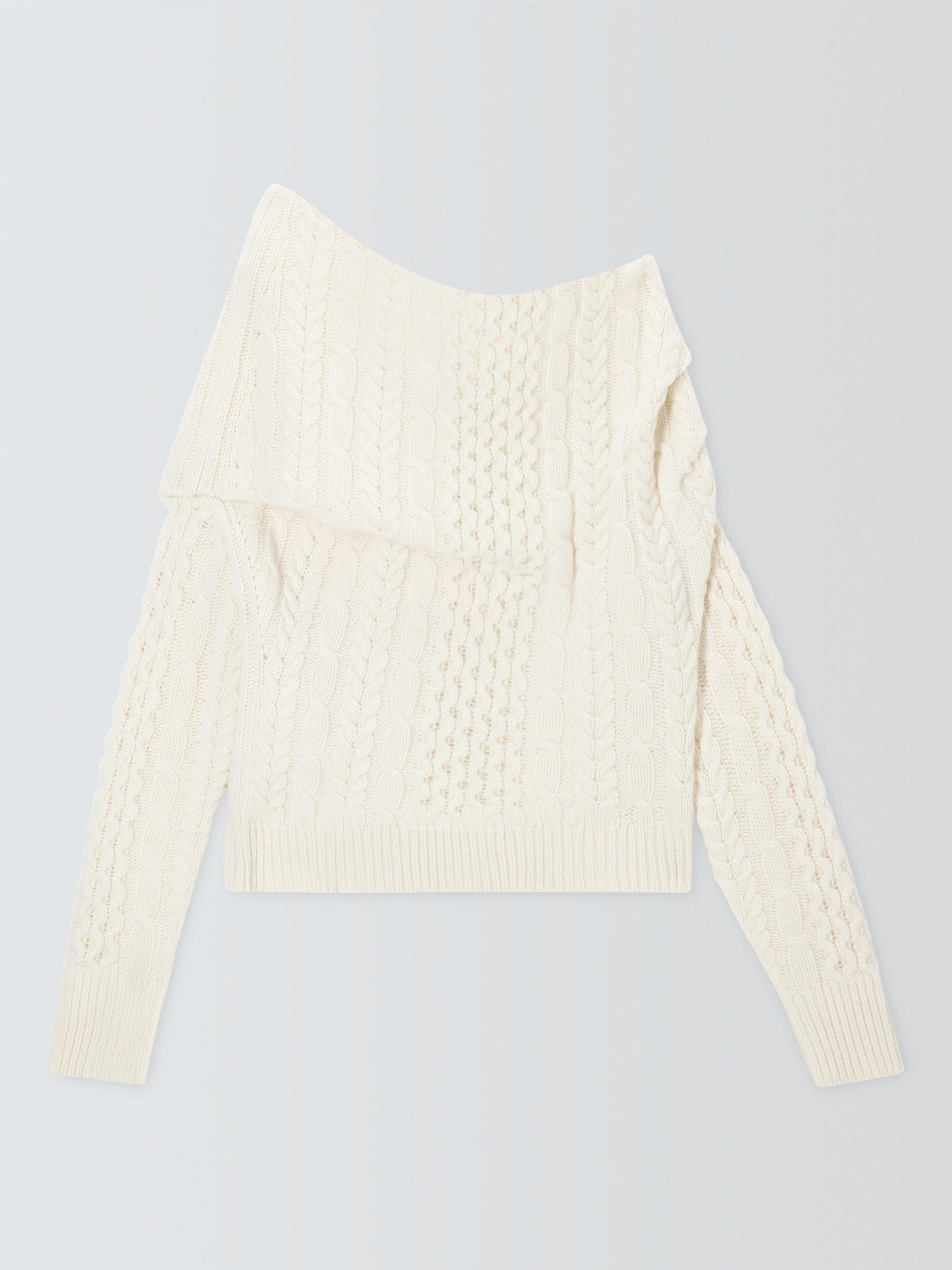 Product image 4 of 7, which shows John Lewis x A.W.A.K.E. MODE Asymmetric Cable Jumper, Ecru, 6