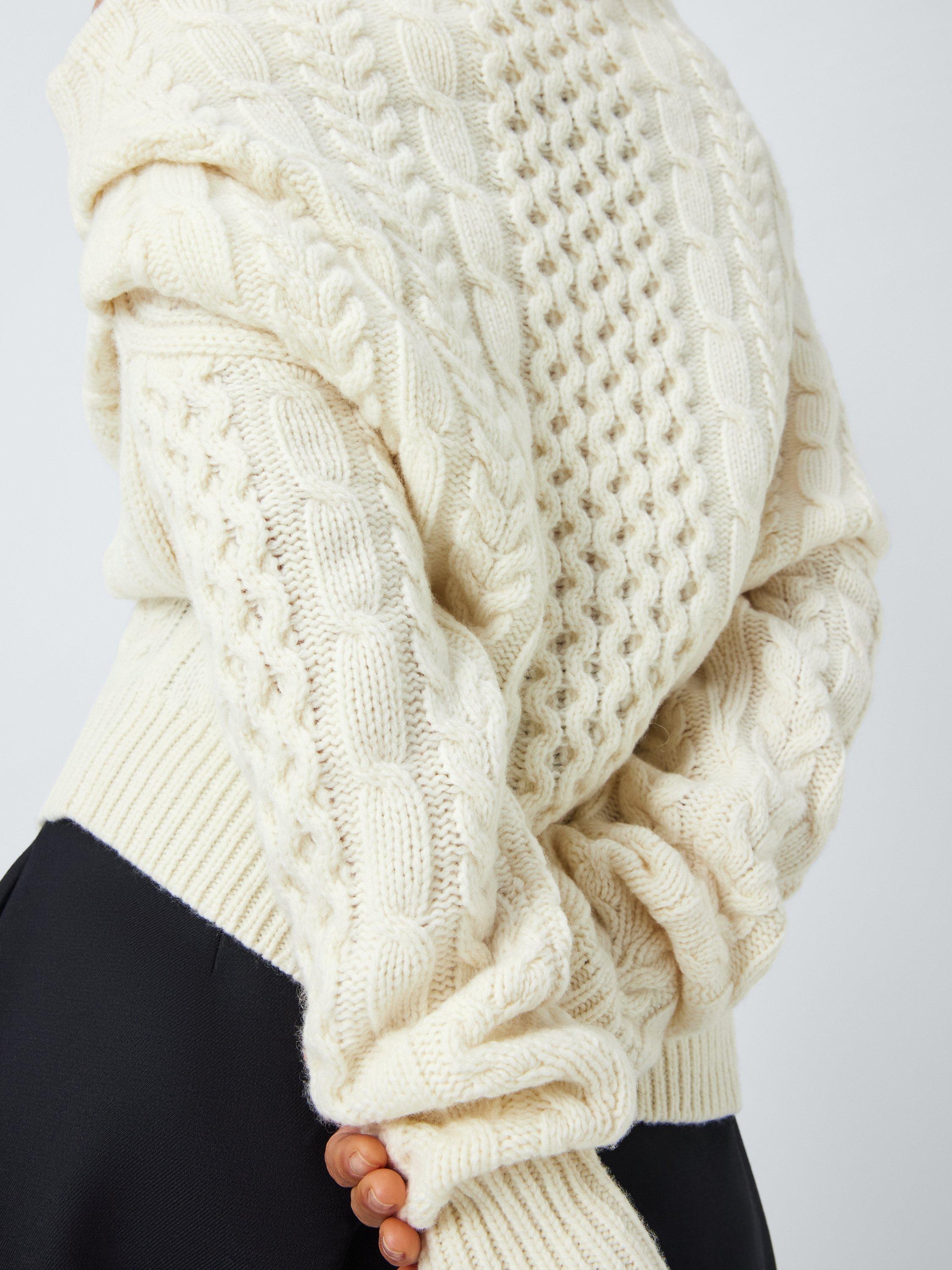 Product image 6 of 7, which shows John Lewis x A.W.A.K.E. MODE Asymmetric Cable Jumper, Ecru, 6