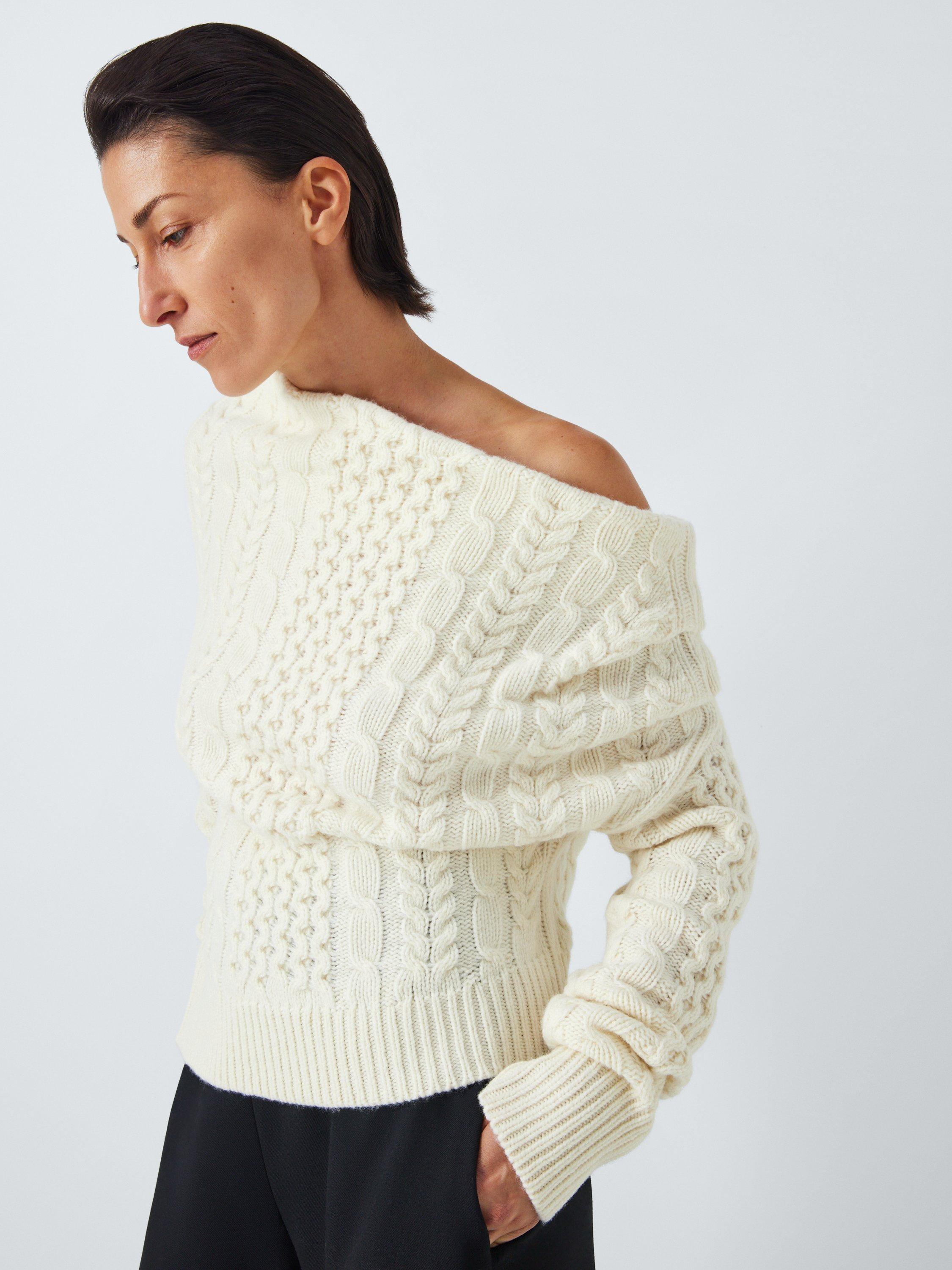 Product image 7 of 7, which shows John Lewis x A.W.A.K.E. MODE Asymmetric Cable Jumper, Ecru, 6