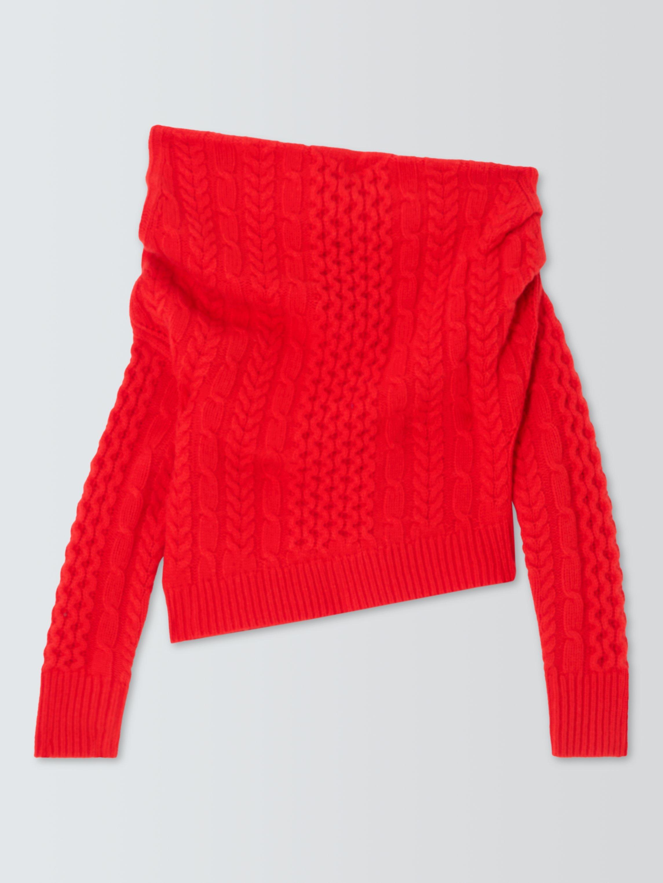 Product image 3 of 8, which shows John Lewis x A.W.A.K.E. MODE Asymmetric Cable Jumper, Red, 8