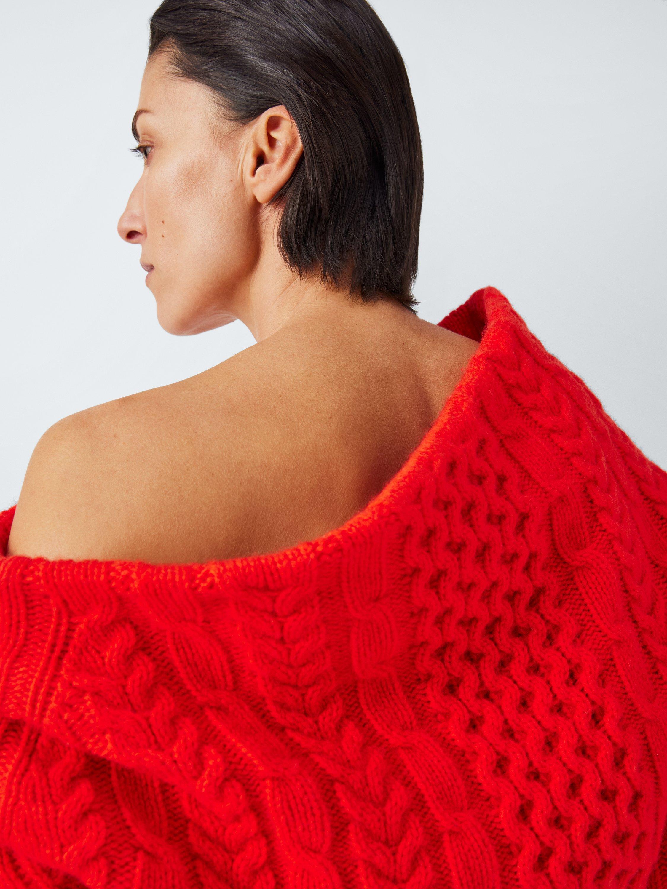 Product image 4 of 8, which shows John Lewis x A.W.A.K.E. MODE Asymmetric Cable Jumper, Red, 8