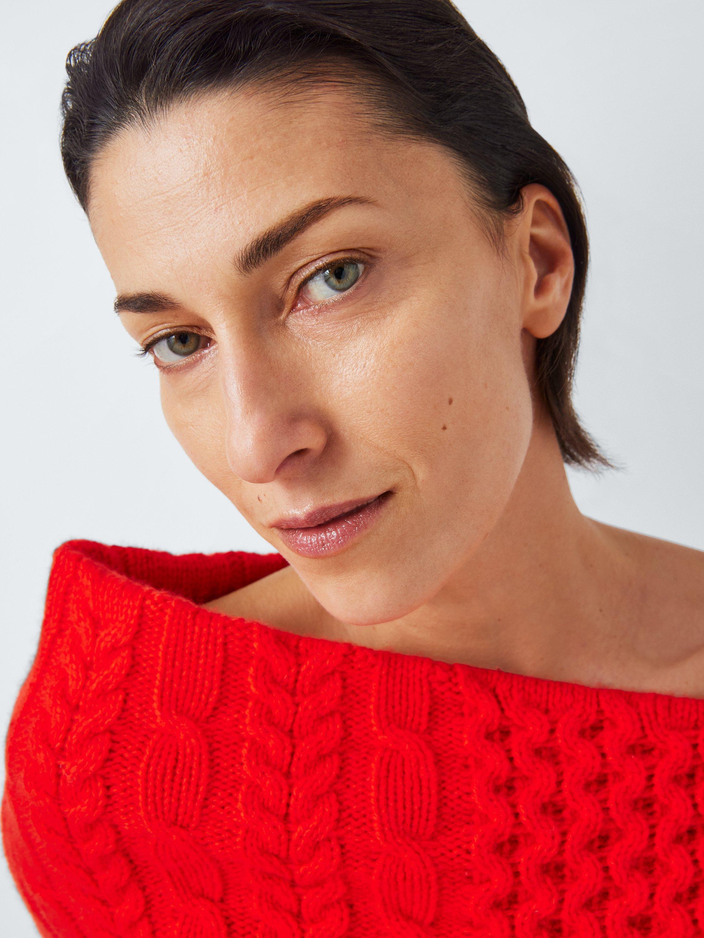 Product image 6 of 8, which shows John Lewis x A.W.A.K.E. MODE Asymmetric Cable Jumper, Red, 8