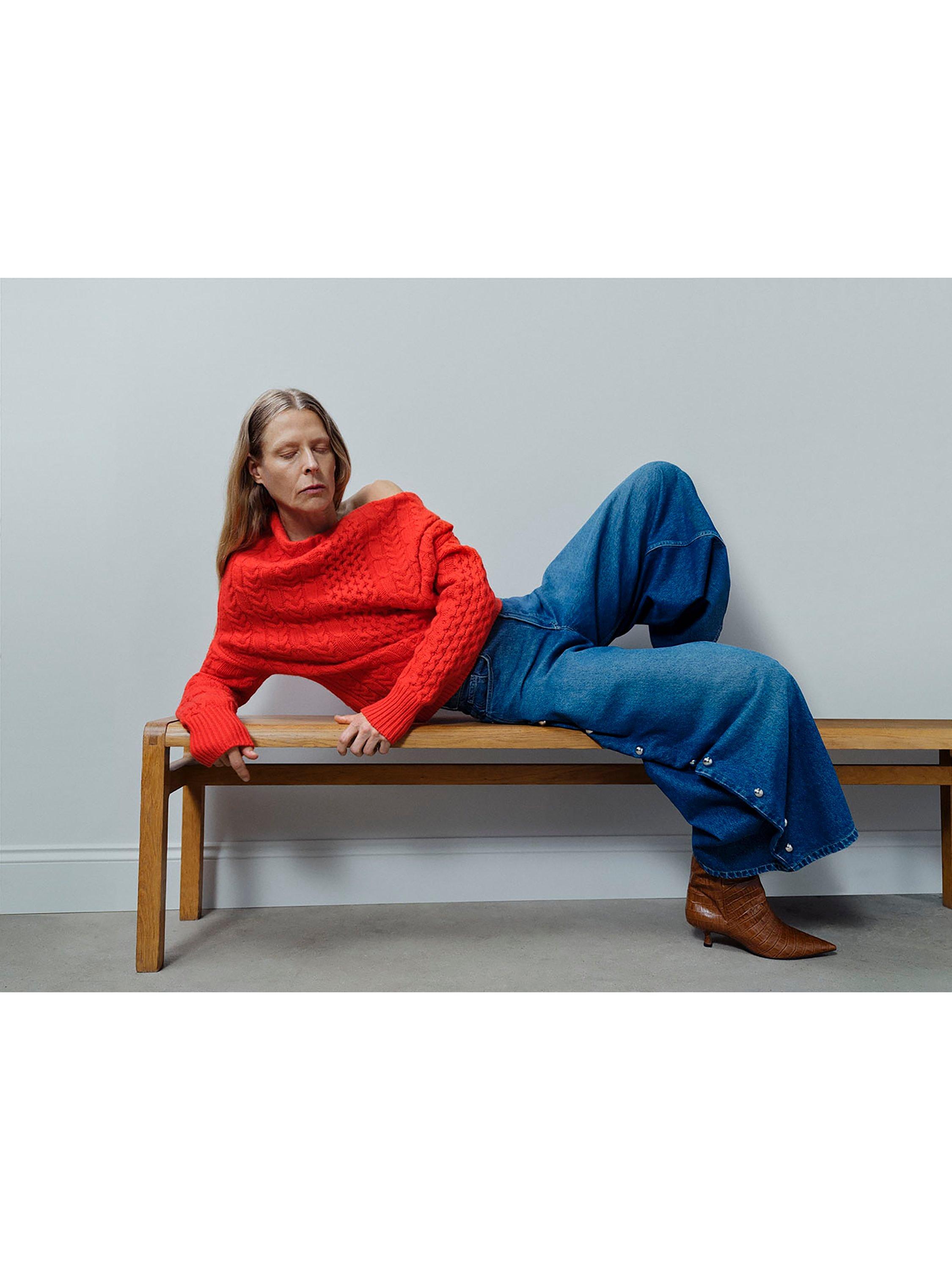 Product image 7 of 8, which shows John Lewis x A.W.A.K.E. MODE Asymmetric Cable Jumper, Red, 8