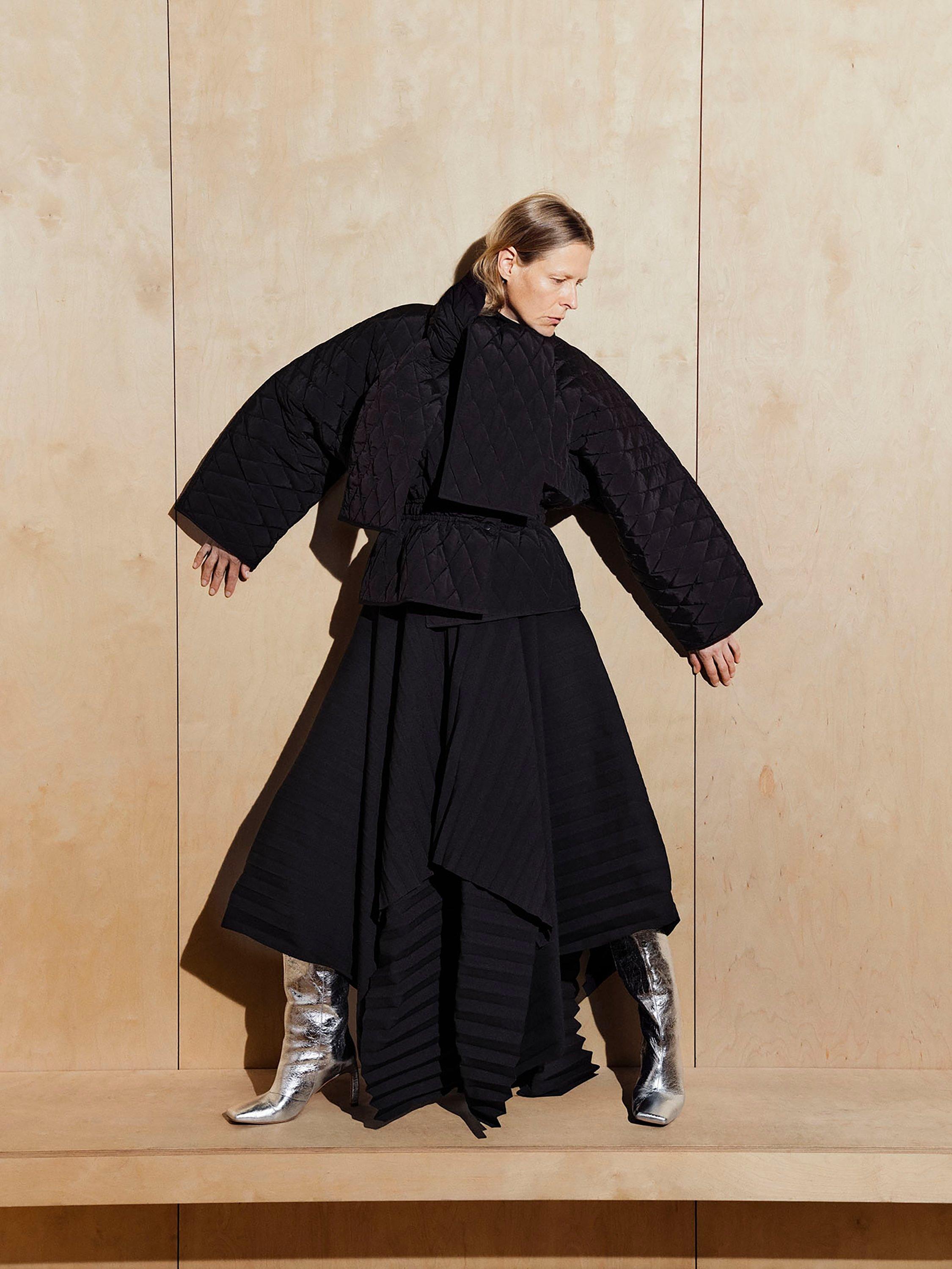 Product image 6 of 8, which shows John Lewis x A.W.A.K.E. MODE Quilted Sculptural Jacket, Black, 14